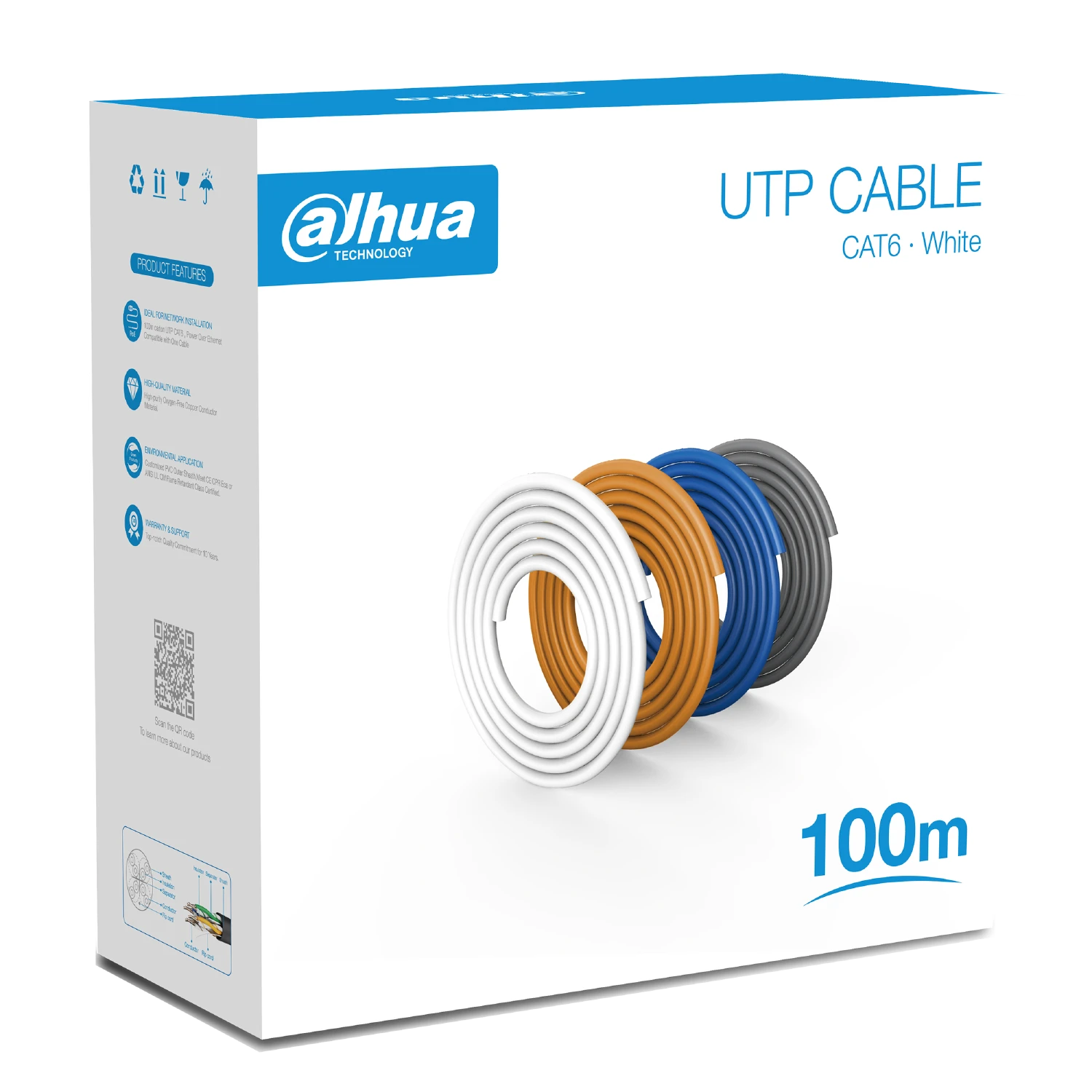 Dahua Cable UTP y FTP para cámaras de seguridad SSTT - PFM920I-6UN-C-100