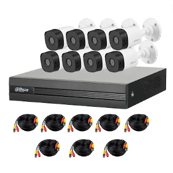 Dahua kit de autoinstalación para Cámaras seguridad HDCVI SSTT - KIT-XVR1B08-1T-8xB1A21N-0360B - Imagen referencial