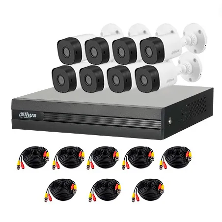 Dahua kit de autoinstalación para Cámaras seguridad HDCVI SSTT - KIT-XVR1B08-I-1T-8xB1A21N-0360B - Imagen referencial